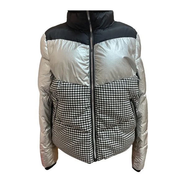 Steve Madden Ariana Houndstooth Panel Puffer jacket size small - Picture 3 of 5